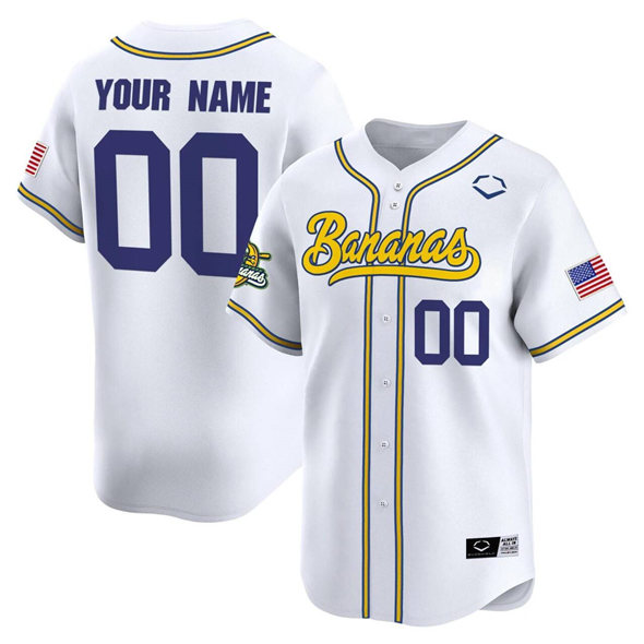 Men's Savannah Bananas Active Player Custom White Vapor Limited Stitched Baseball Jersey